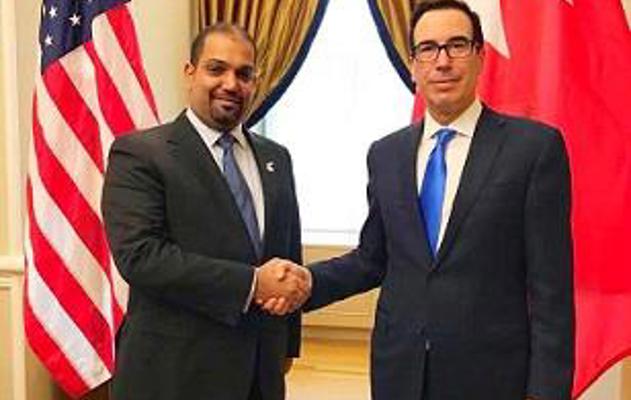 لدى لقائه وزير الخزانة الأمريكي  وزير المالية والاقتصاد الوطني: مواصلة تعزيز العلاقات الاقتصادية بين البحرين والولايات المتحدة